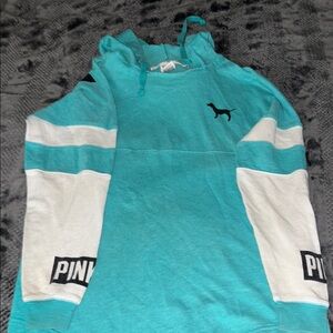 PINK Victoria's Secret womans Hoodie - Teal and White
